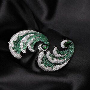 Elegant Green and White Leaf Earrings